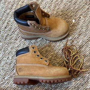 Timberland Kids Brown Boots with Black Collar